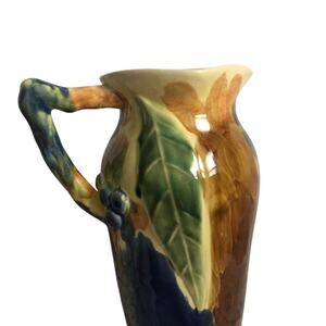 Vintage Majolica Henriksen Vase/Pitcher Hand Painted preowd